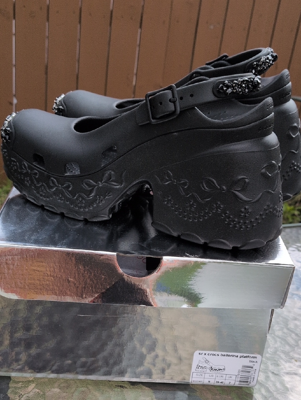 Simone Rocha x CROCS Black Platform Ballerina Clogs Sz 9 - Picture 6 of 6